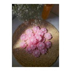 Pembe Çiçek Desen (papatya) Dekoratif mum söz, nişan, meclis hediyelik 8 adet
