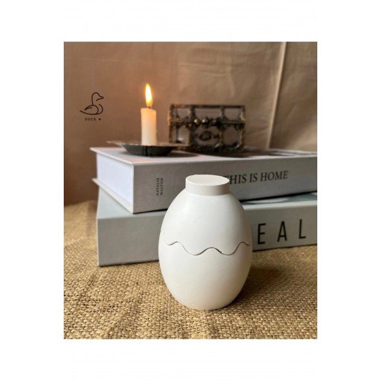 Kırık yumurta görünümlü dekoratif kutu (7-6) taş tozu