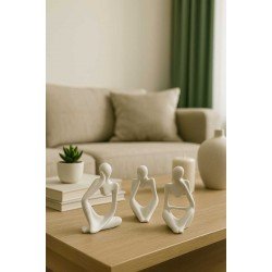 Nordic Tarzı 3'lü Düşünen Soyut Adam Heykel Seti