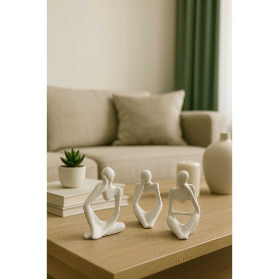 Nordic Tarzı 3'lü Düşünen Soyut Adam Heykel Seti