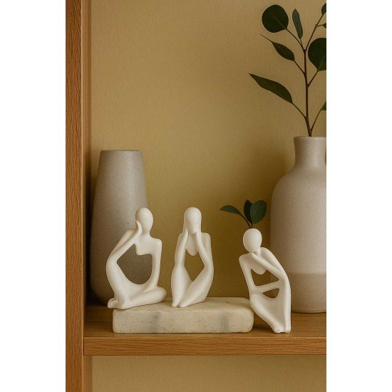 Nordic Tarzı 3'lü Düşünen Soyut Adam Heykel Seti