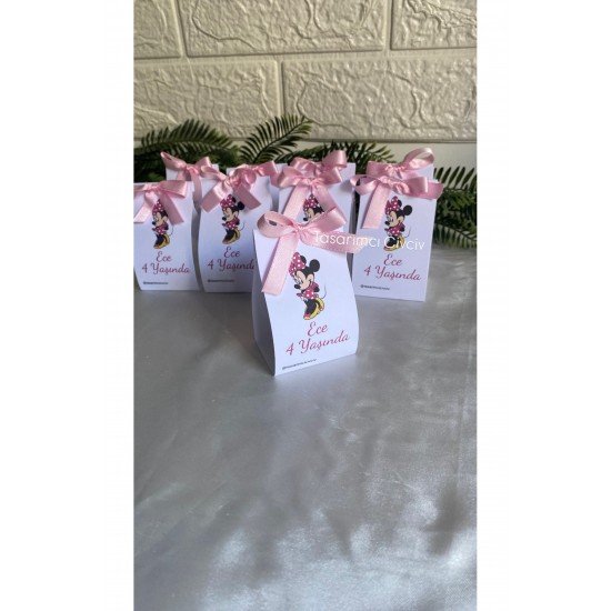 Minnie Mouse pembe mum hediyelik, doğum günü bebek hediyeliği 6 adet