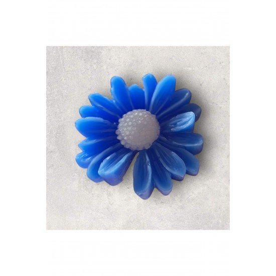 Lacivert Çiçek Desen (papatya) Dekoratif mum söz, nişan, meclis hediyelik 8 adet