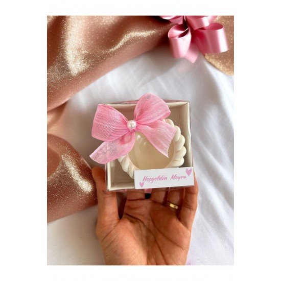 Baby Shower Bebek Mevlüt Doğum Günü Keten Kurdele Süsleme 10 Adet Burgu Mum ( Renk Belirtilmeli)