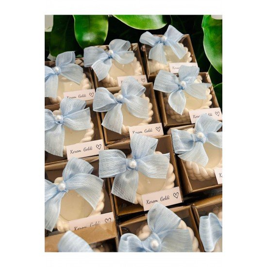 Baby Shower Bebek Mevlüt Doğum Günü Keten Kurdele Süsleme 10 Adet Burgu Mum ( Renk Belirtilmeli)