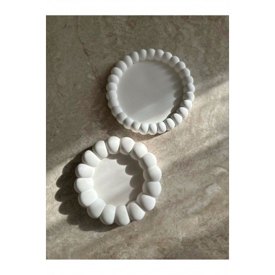 Bubble 2’li Dekoratif Beton Tabak Takı Tabağı Bardak Altlığı Sunumluk Tepsi