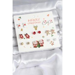 Özel Yılbaşı Temalı Model 8 Çift Yılbaşı Temalı Kadın Küpe Seti Fırsat!!!