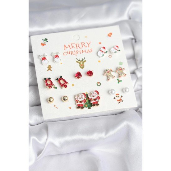 Özel Yılbaşı Temalı Model 8 Çift Yılbaşı Temalı Kadın Küpe Seti Fırsat!!!