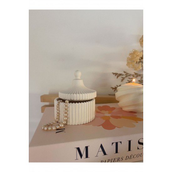 Dekoratif Kapaklı Beton Kutu Organizer , Takı Kutusu Makyaj Pamuk Kutusu