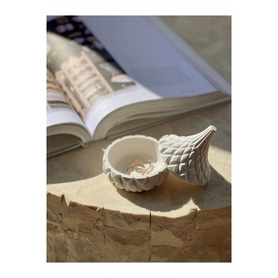 Dekoratif Beton 10 cm Kapaklı Kutu, Çok Amaçlı Kutu, Takı Kutusu