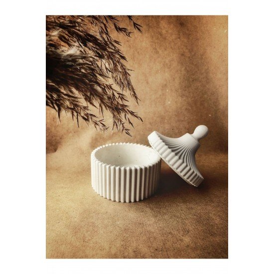 Dekoratif Kapaklı Beton Kutu Organizer , Takı Kutusu Makyaj Pamuk Kutusu