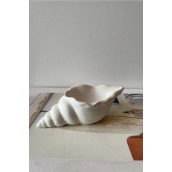 Deniz Kabuğu Görünümlü Dekoratif Mumluk, Takı Tabağı, Organizer | Beyaz