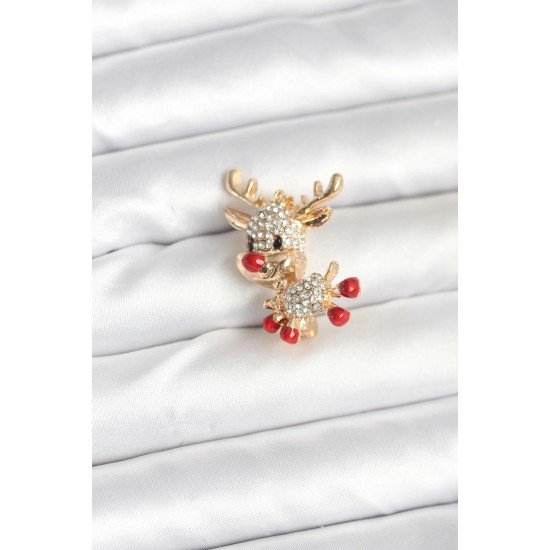 HarmonyAura Noel Geyiği Model Yılbaşı Temalı Broş
