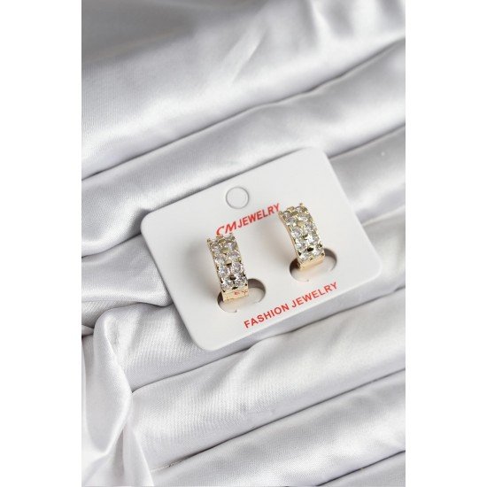 Özel 14K Gold Renk Kaplama Zirkon Taşlı Cm Kadın Küpe Fırsat!!!