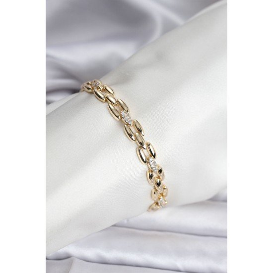 Özel 14K Gold Renk Kaplama Zirkon Taşlı Model Cm Kadın Bileklik Fırsat!!!