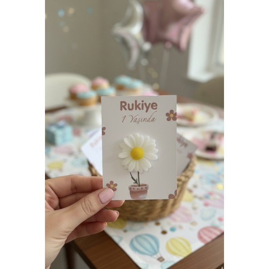 Kişiye Özel Papatya Mumlu Doğum Günü Anı Kartı Bebek Mevlüt Nikah Söz Nişan Hediyelik 10 Adet 10x15