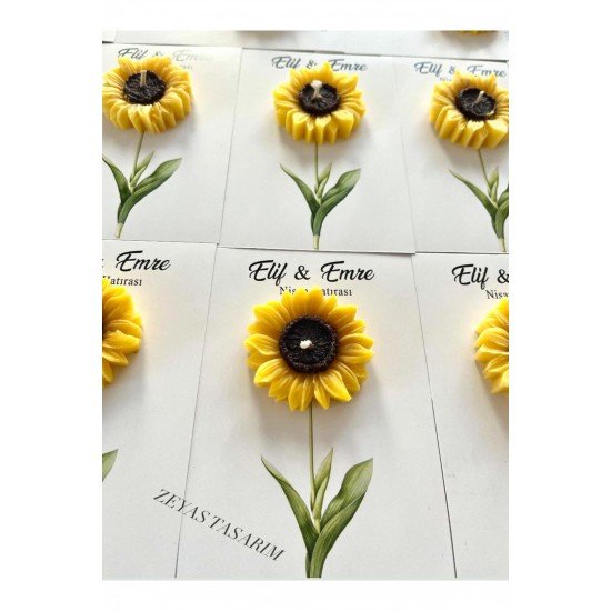 AYÇİÇEĞİ MUM HEDİYELİK ( 25 ADET)-söz, nişan, nikah, doğum, doğum günü hediyeliği