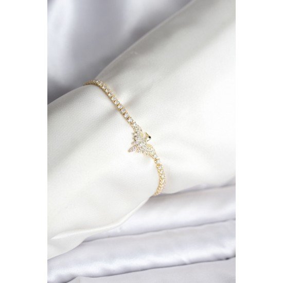 Özel Anka Kuşu Model Zirkon Taşlı Gold Renk Pirinç Su Yolu Kadın Bileklik Fırsat!!!