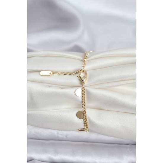 Özel 14K Gold Renk Kaplama Kalpli Model Cm Kadın Bileklik Fırsat!!!