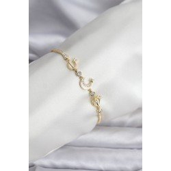 Özel Charmlı Model Zirkon Taşlı Gold Renk Su Yolu Kadın Bileklik Fırsat!!!