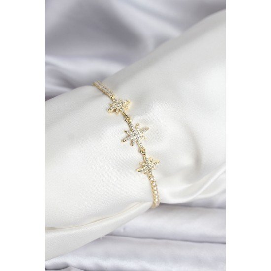 Özel Kutup Yıldızı Model Zirkon Taşlı Gold Renk Su Yolu Kadın Bileklik Fırsat!!!