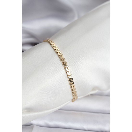 Özel 14K Gold Renk Kaplama Ezme Yılan Zincir Model Cm Kadın Bileklik Fırsat!!!