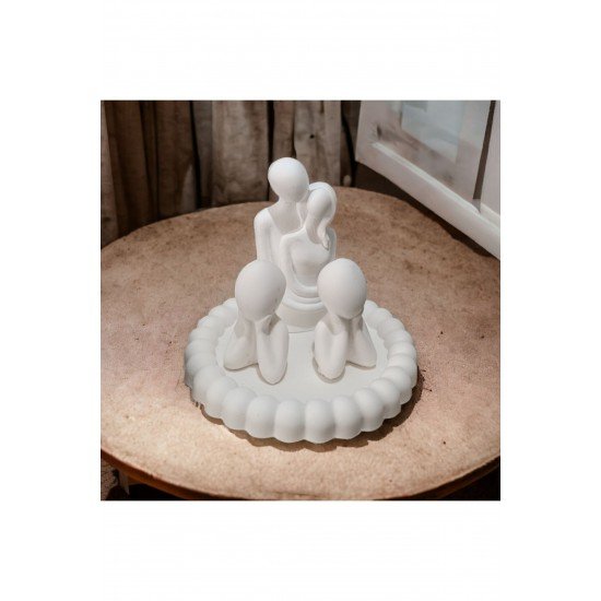 Bernami AİLE İKİ ÇOCUKLU BUBLE TABAKLI BİBLO SETİ ÇİFT 11 CM TABAK 14 CM 5 PARÇA