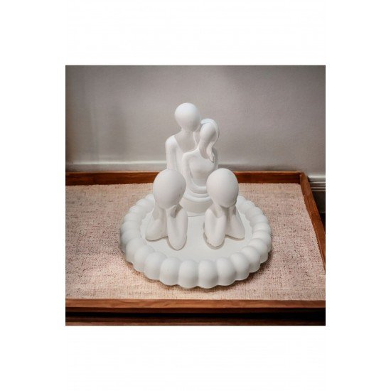 Bernami AİLE İKİ ÇOCUKLU BUBLE TABAKLI BİBLO SETİ ÇİFT 11 CM TABAK 14 CM 5 PARÇA