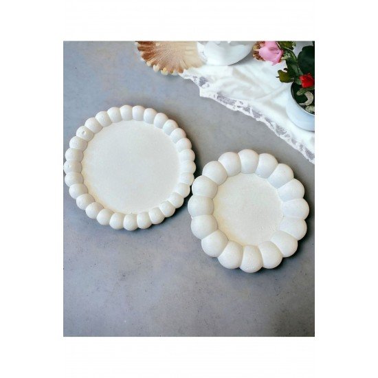Dekoratif Bubble 2’li Dekoratif Beton Tabak Takı Tabağı Bardak Altlığı