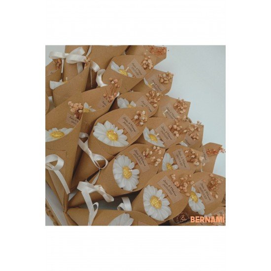 Söz, Nişan, Nikah, Kına, Baby Shower, Doğum Günü Hediyesi Papatya Mum Buket- 20 Adet