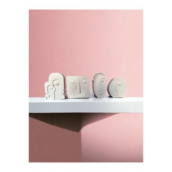 4'lü İskandinav Yüz Biblosu & Ev Dekorasyon Taş tozu