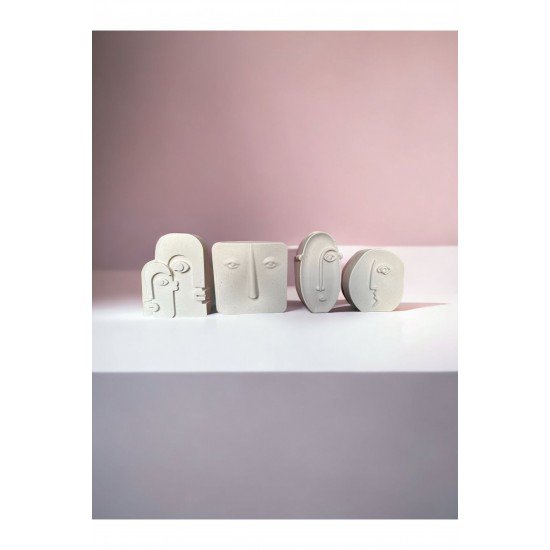 4'lü İskandinav Yüz Biblosu & Ev Dekorasyon Taş tozu