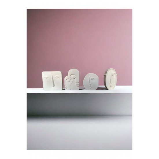 4'lü İskandinav Yüz Biblosu & Ev Dekorasyon Taş tozu