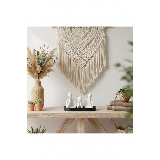 4’lü Düşünen Aile Dekoratif Obje Seti – Siyah-Beyaz