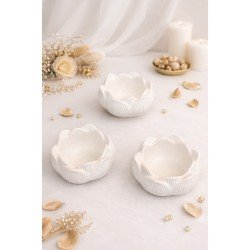 3'lü Lotus Çiçeği Dekoratif Mumluk Set & Biblo - Lotus Mumluk-ev Aksesuarı -