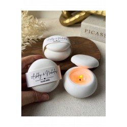 Pinterest Tarzı Yuvarlak Taş Tozu Mum Kavanozu Söz Hediyelik, Nişan Hediyelik, Mum Hediyelik-20 Adet