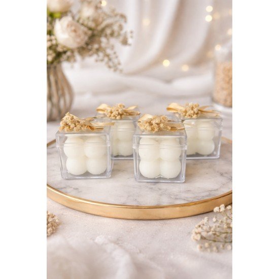 10’lu Çiçekli Bubble Hediyelik Mum | Nikah Şekeri Doğum Sünnet Düğün Nişan Söz