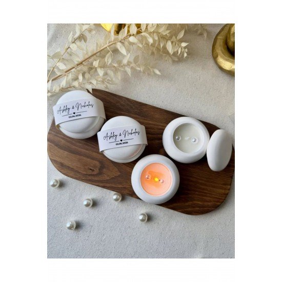 Hediyelik Nişan Düğün Kına Doğum Günü İçin Oval Kapaklı Mumluk 10 Adet