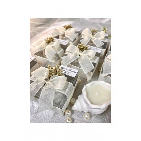 Hediyelik Nişan Düğün Kına Doğum Günü İçin İstiridye Mumluk 10 Adet