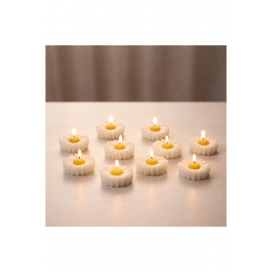 Pinterest Şık Papatya Mumlar – Dekoratif Mini Mum Seti 10 Adet