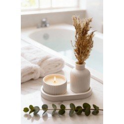 Mango Kokulu, Özel Tasarım Mum Vazo Ve Tepsi Aksesuar Seti