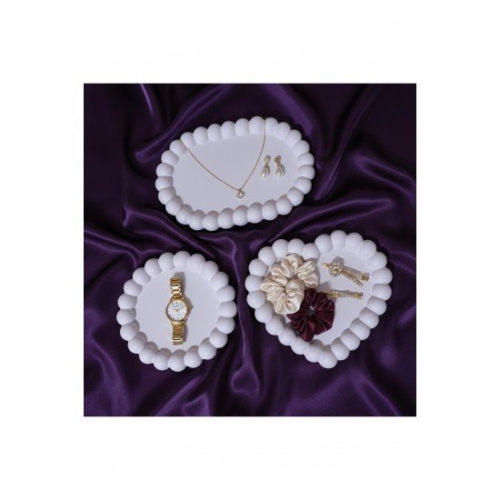 Modern Tasarım 3’lü Balon Bubble Kenarlı Dekoratif Takı ve Aksesuar Tepsisi Seti - Organizer