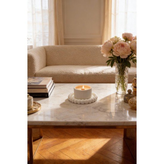 Kavun Kokulu Mum, Özel Tepsili Soya Wax Doğal Dekoratif Mum