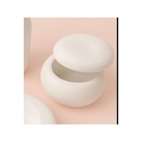 Yuvarlak Taş Tozu Mum Kavanozu Söz Hediyelik, Nişan Hediyelik, Tealight Mumlu Hediyelik - 1 Adet