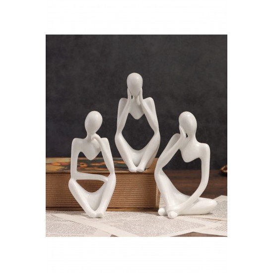 Üçlü Düşünen Kadın Figür Heykel 13 Cm