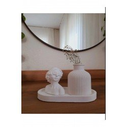 Kadın Figürlü 3'lü Vazo Seti & Dekoratif Obje & Tabak & Vazo & Biblo & Dekoratif Eşya