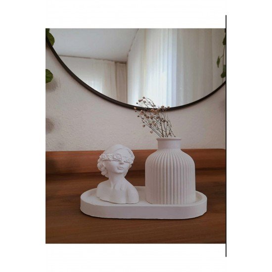 Kadın Figürlü 3'lü Vazo Seti & Dekoratif Obje & Tabak & Vazo & Biblo & Dekoratif Eşya