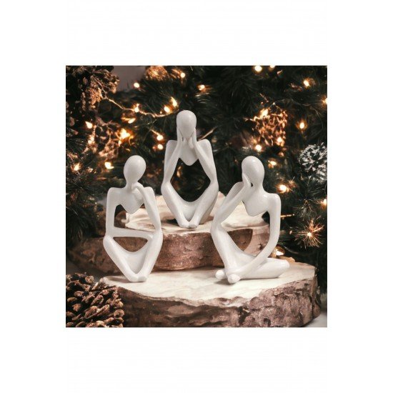 Üçlü Düşünen Kadın Figür Heykel 13 Cm