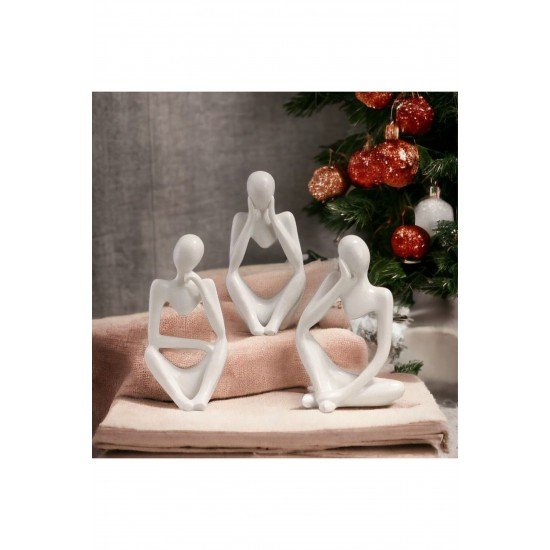 Üçlü Düşünen Kadın Figür Heykel 13 Cm