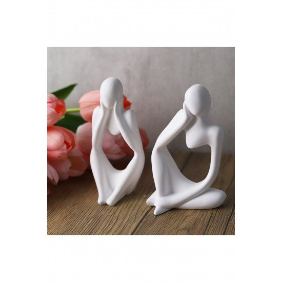 Üçlü Düşünen Kadın Figür Heykel 13 Cm